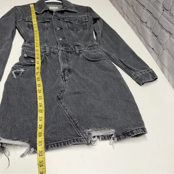 Etica Grey Denim Shirt Dress long sleeves size XS - Picture 4 of 11